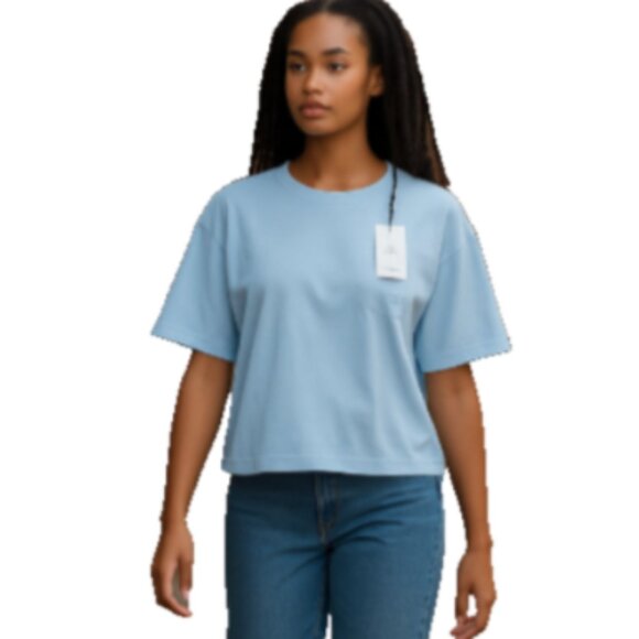 Coach Women's Cropped T-Shirt XL Dusty Blue Organic Cotton Garment Dye NWT - Picture 12 of 12